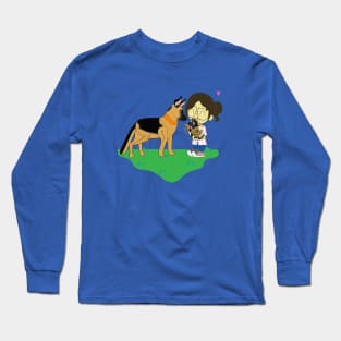 Ruby the German shepherd greet new friends, adult GSD know with puppy, cute GSD, cute dog, dog lover, little Alsatian, Alsatian lover Long Sleeve T-Shirt